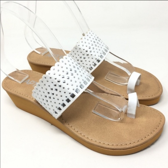 NWT Apt. 9 white embellished wedge slip on sandals - Picture 6 of 6